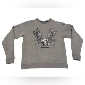 Roberto Cavalli Angel Wing Graphic Crew Neck Sweatshirt Size Medium